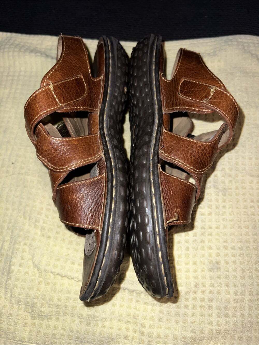 Born Shoes Women's Sz 9 Fisherman Sandals Open Toe Genuine Leather Brown Comfort - Picture 9 of 12